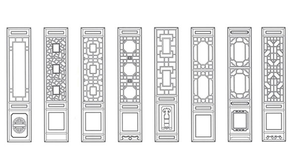 新罗喜迎门中式花格CAD设计图样式大全